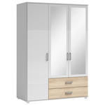 KLEIDERSCHRANK 125/190/51 cm 3-türig  - Silberfarben/Weiß, Basics, Glas/Holzwerkstoff (125/190/51cm) - Carryhome