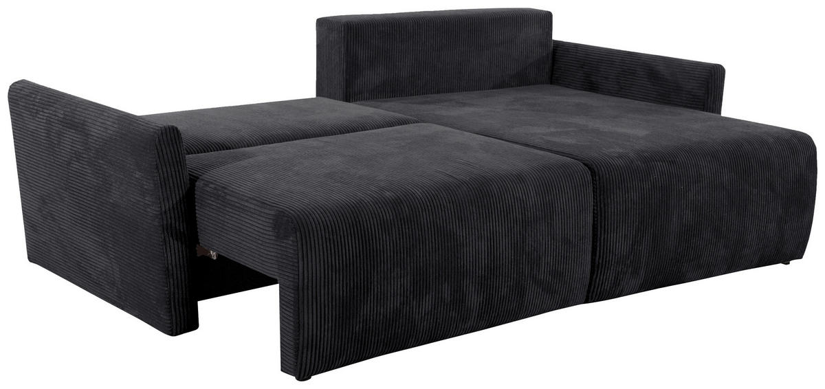 ECKSOFA in Cord Anthrazit  - Anthrazit/Schwarz, Konventionell, Kunststoff/Textil (228/146cm) - MID.YOU