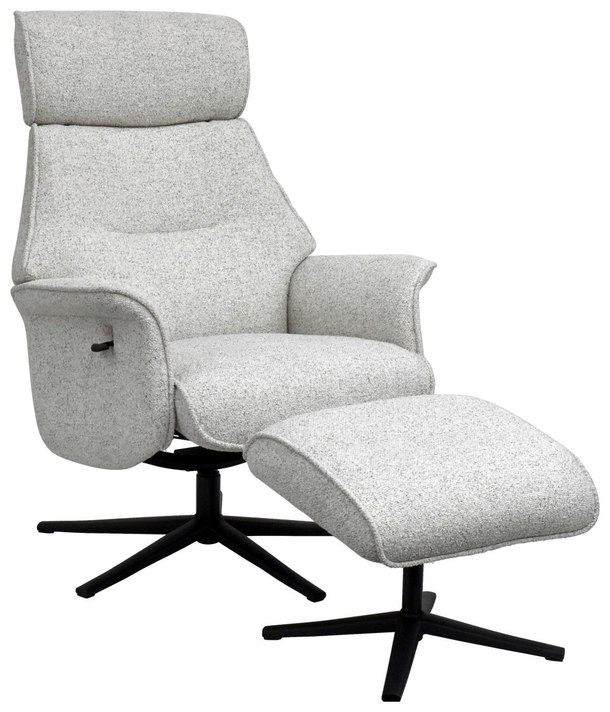 RELAXSESSELSET Bouclé    - Creme/Schwarz, Design, Holz/Textil (77/108/81cm) - Livetastic