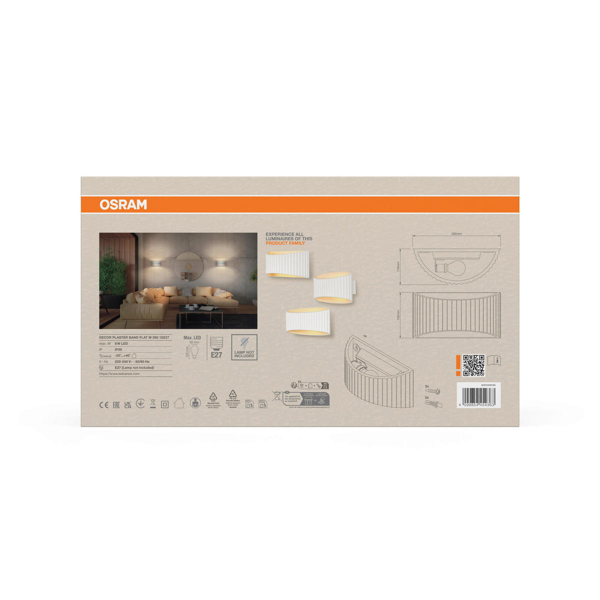 WANDLEUCHTE 29/11,8/15 cm   - Weiß, Basics, Stein (29/11,8/15cm) - Osram