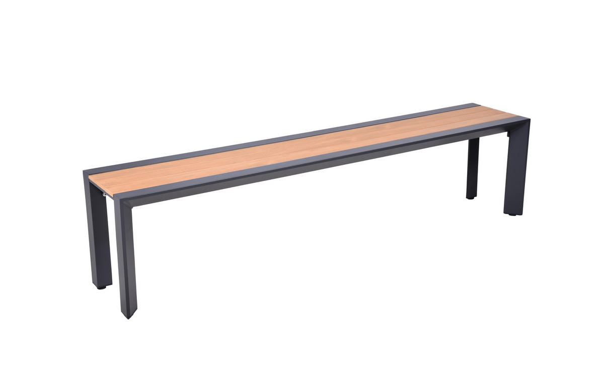 GARTENBANK 180/44/35,5 cm  Aluminium  - Anthrazit/Braun, Basics, Kunststoff/Metall (180/44/35,5cm) - Gardenson