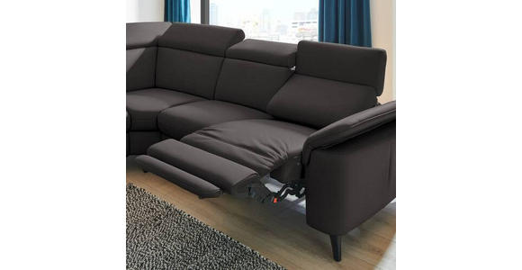 ECKSOFA in Echtleder Dunkelbraun  - Dunkelbraun/Schwarz, Design, Leder/Metall (239/289cm) - Cantus