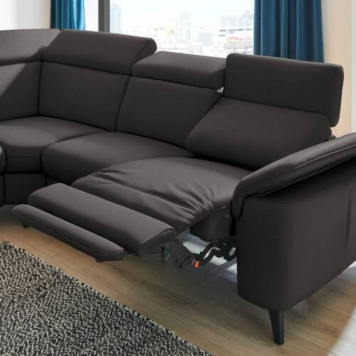 ECKSOFA in Echtleder Dunkelbraun  239/285 cm  - Dunkelbraun/Schwarz, Design, Leder/Metall (239/285cm) - Cantus