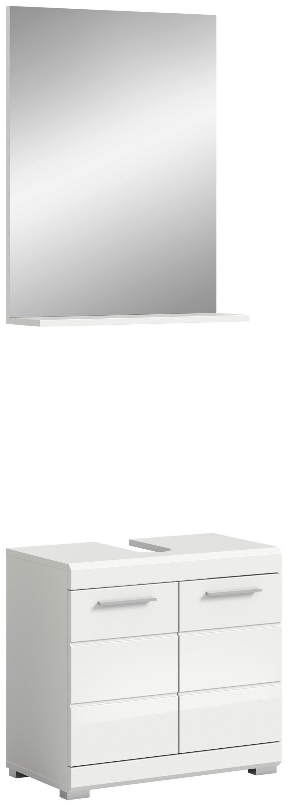 BADEZIMMER 2-teilig  in 60 cm  - Weiß Hochglanz/Silberfarben, MODERN, Glas/Holzwerkstoff (60cm) - MID.YOU