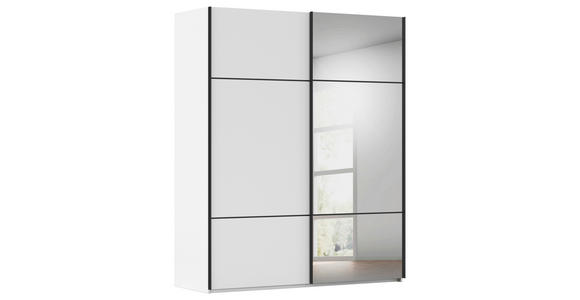 SCHWEBETÜRENSCHRANK  in Weiß  - Schwarz/Weiß, KONVENTIONELL, Glas/Holzwerkstoff (201/223/68cm) - Novel