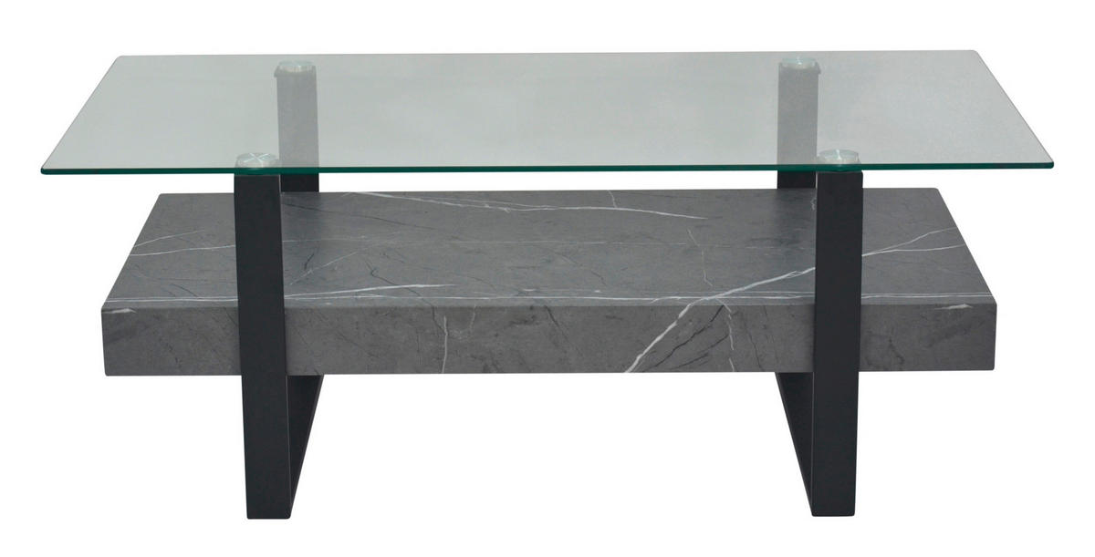 COUCHTISCH in Metall, Glas, Holzwerkstoff 110/60/43 cm  - Schwarz/Grau, Design, Glas/Holzwerkstoff (110/60/43cm) - Livetastic