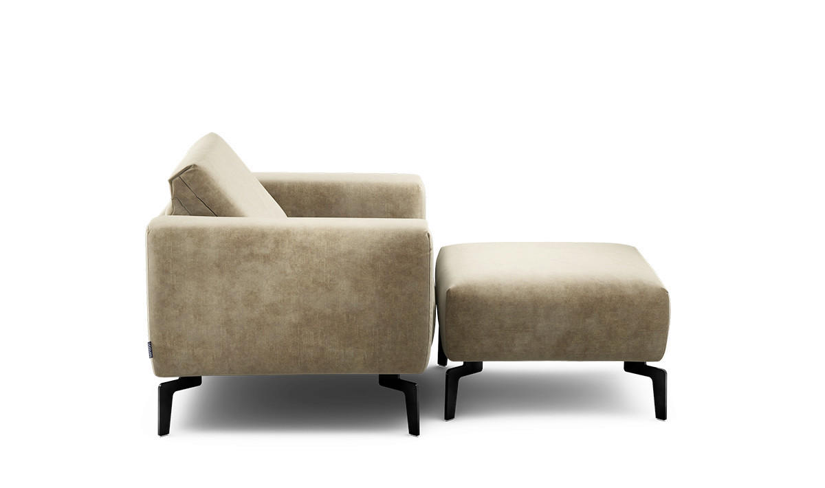 SESSELSET in Samt Sandfarben  - Sandfarben/Schwarz, Design, Textil/Metall (110/85/86-94cm) - SENSOO