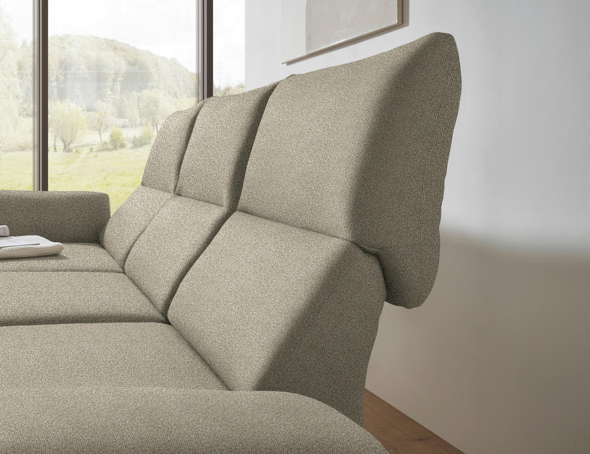 ECKSOFA  in Flachgewebe Sandfarben  175-224/255-365 cm  - Sandfarben/Schwarz, Design, Textil/Metall (175-224/255-365cm) - Dieter Knoll
