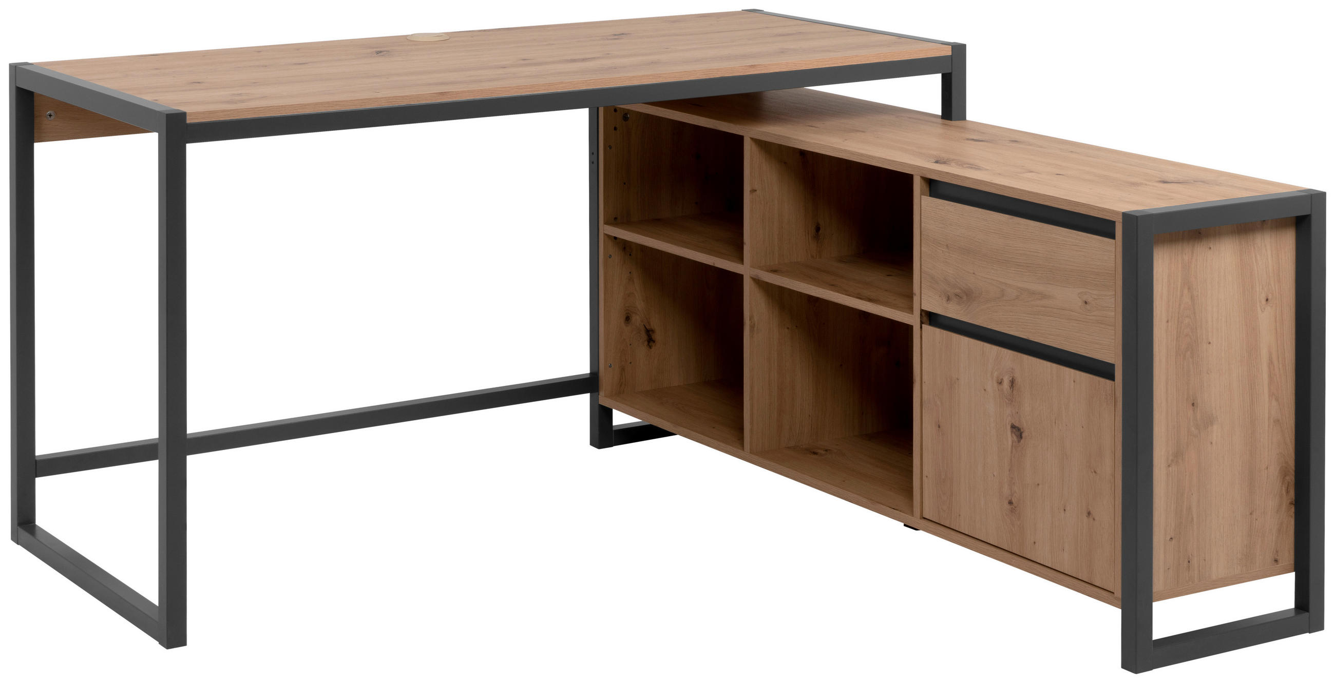 BUREAU D'ANGLE 139/139/75 cm in Anthrazit, Eiche Artisan - Anthrazit/Eiche Artisan, Modern, Holzwerkstoff (139/139/75cm) - MID.YOU