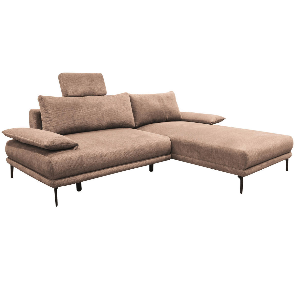 ECKSOFA in Webstoff Beige  260/192 cm  - Beige/Schwarz, Design, Textil/Metall (260/192cm) - MID.YOU