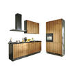 ECKKÜCHE 220/120 cm  in Eichefarben, Graphitfarben, Schwarz  - Chromfarben/Eichefarben, Design, Holzwerkstoff/Metall (220/120cm) - Xora