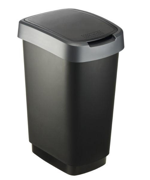 SZEMETESVÖDÖR 25 l  - fekete/sötétszürke, Basics, műanyag (33,3/25,2/47,6cm) - Rotho