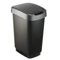 SZEMETESVÖDÖR 25 l  - fekete/sötétszürke, Basics, műanyag (33,3/25,2/47,6cm) - Rotho