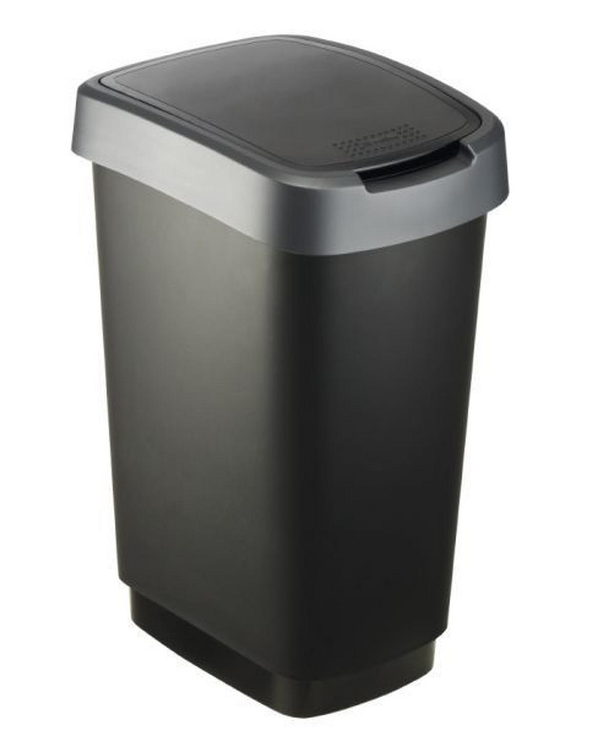 SZEMETESVÖDÖR 25 l  - fekete/sötétszürke, Basics, műanyag (33,3/25,2/47,6cm) - Rotho