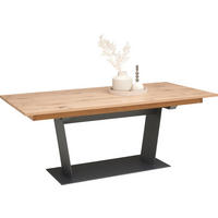 JEDILNA MIZA, furnirano, večslojna plošča iz masivnega lesa (panelna plošča) divji hrast barve grafita, divji hrast  - barve grafita/divji hrast, Natur, kovina/les (200/100/76,5cm) - Voglauer