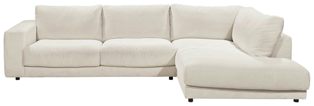 ECKSOFA in Cord Creme  - Creme/Schwarz, Design, Kunststoff/Textil (325/224cm) - Hom`in