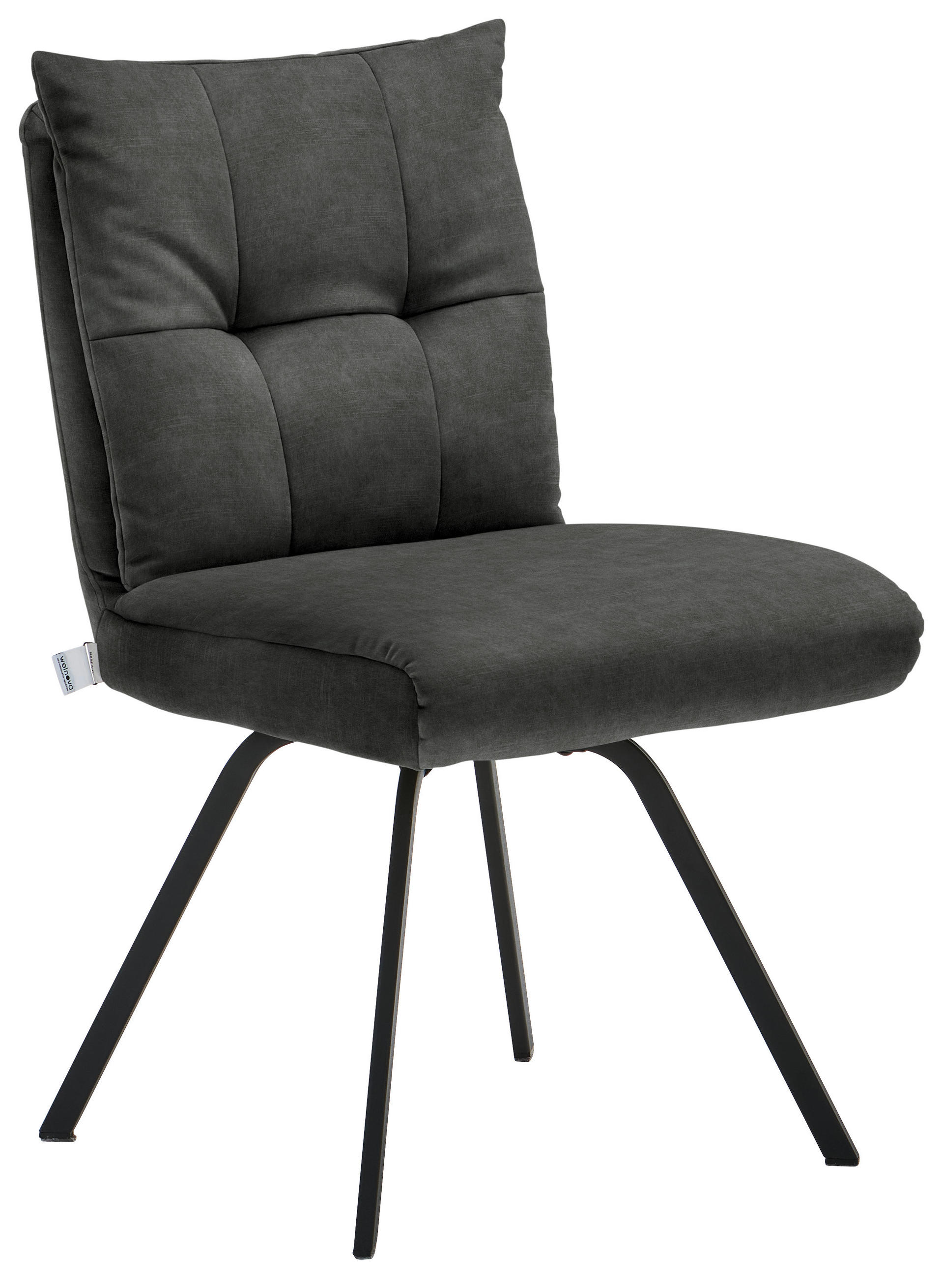 STUHL  in Velours Textil  - Anthrazit/Schwarz, Design, Textil/Metall (50/82/68cm) - Welnova