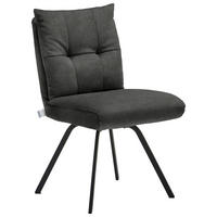 STUHL  in Velours Textil  - Anthrazit/Schwarz, Design, Textil/Metall (50/82/68cm) - Welnova