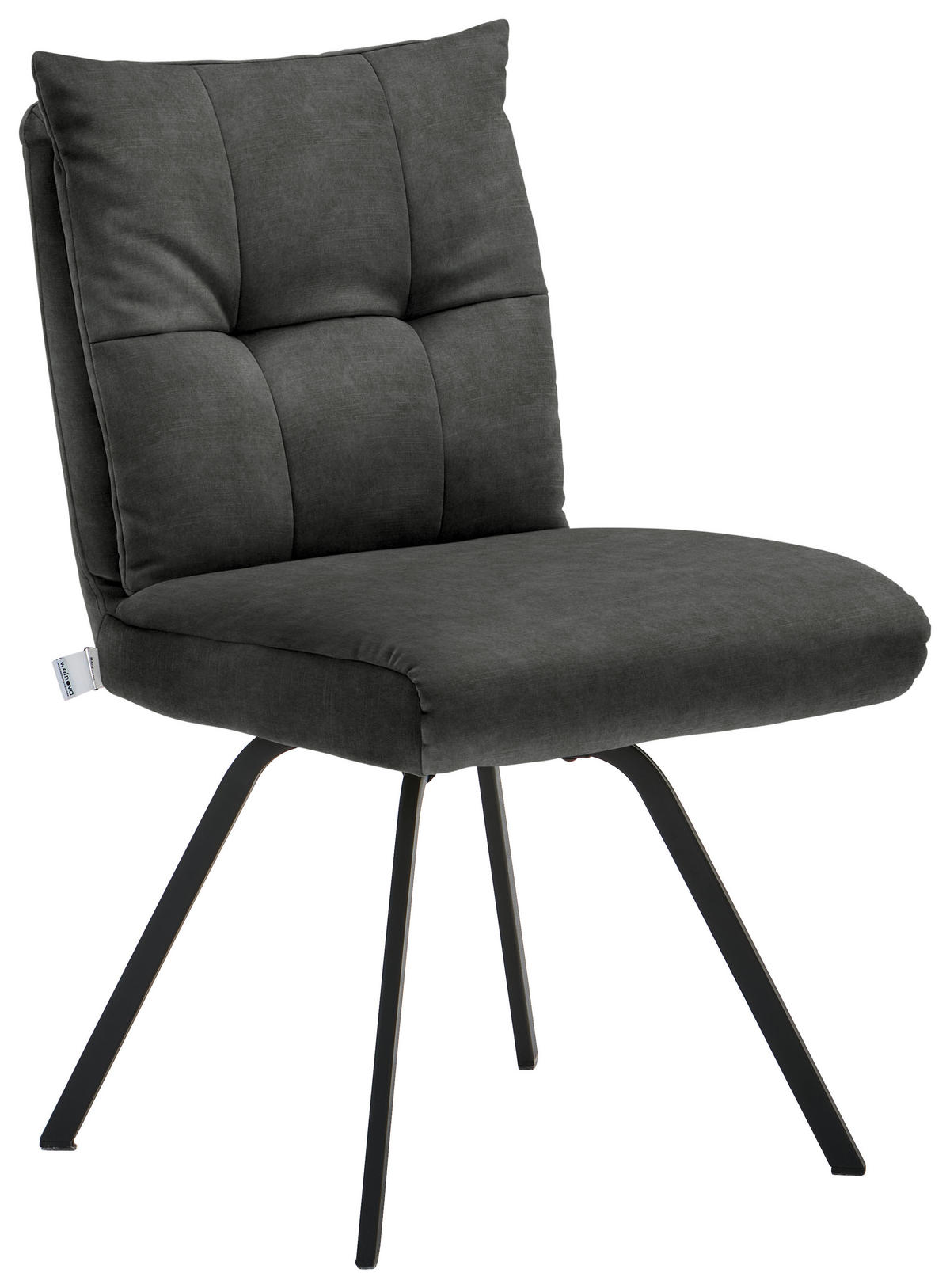 STUHL  in Velours Textil  - Anthrazit/Schwarz, Design, Textil/Metall (50/82/68cm) - Welnova