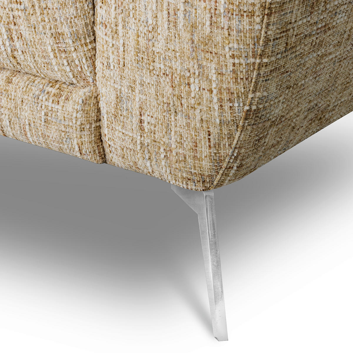 2-SITZER-SOFA Webstoff Hellbraun  - Chromfarben/Hellbraun, Design, Textil/Metall (157/85/92cm) - Livetastic