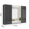 SCHWEBETÜRENSCHRANK  in Dunkelgrau  - Dunkelgrau/Alufarben, KONVENTIONELL, Glas/Holzwerkstoff (315/229/62cm) - Xora