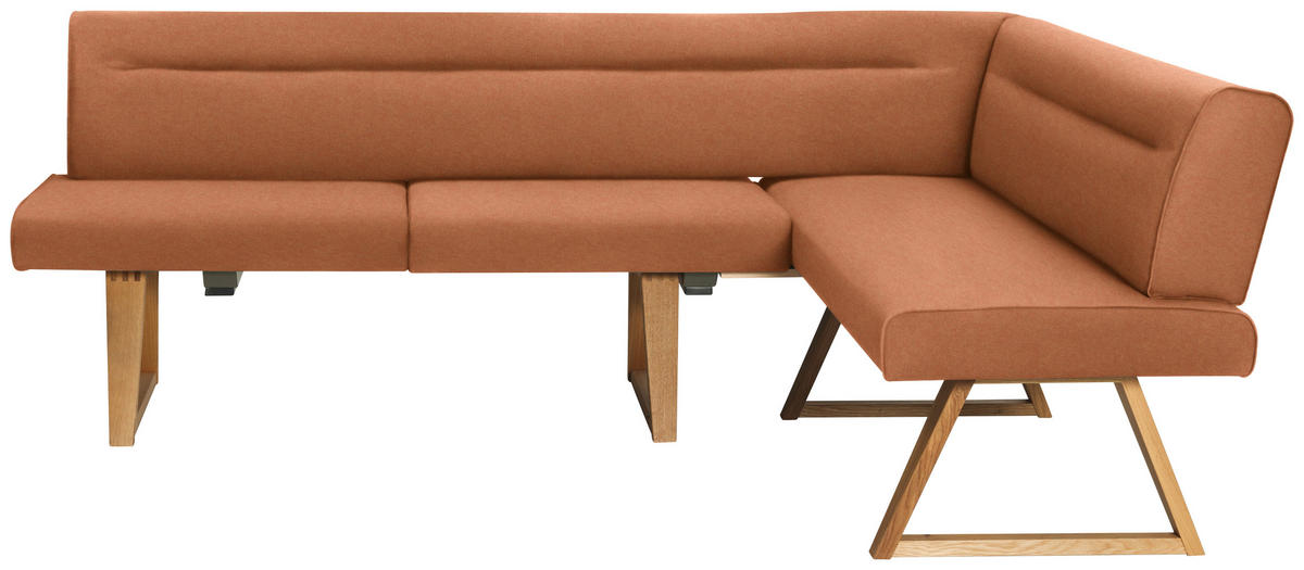 ECKBANK Holz, Textil Eichefarben, Cognac  - Eichefarben/Cognac, Konventionell, Holz/Textil (230/170cm) - Moderano