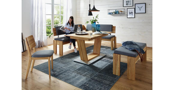 ESSTISCH in Holz 130(180)/90/76 cm - Edelstahlfarben/Eichefarben, KONVENTIONELL, Holz (130(180)/90/76cm) - Voleo