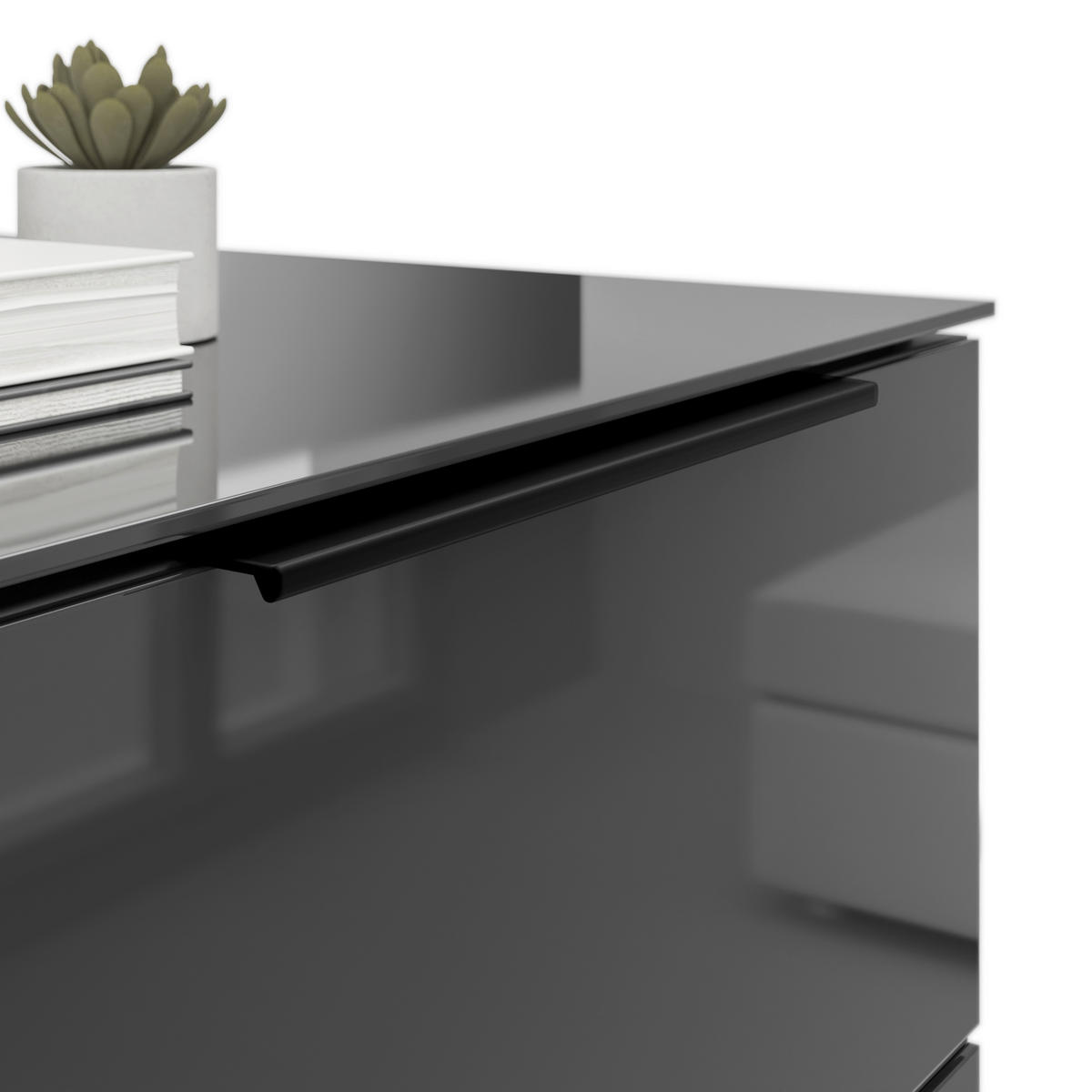 NACHTSCHRANK 45/60/40 cm  - Anthrazit/Anthrazit Hochglanz, Basics, Glas/Holzwerkstoff (45/60/40cm)