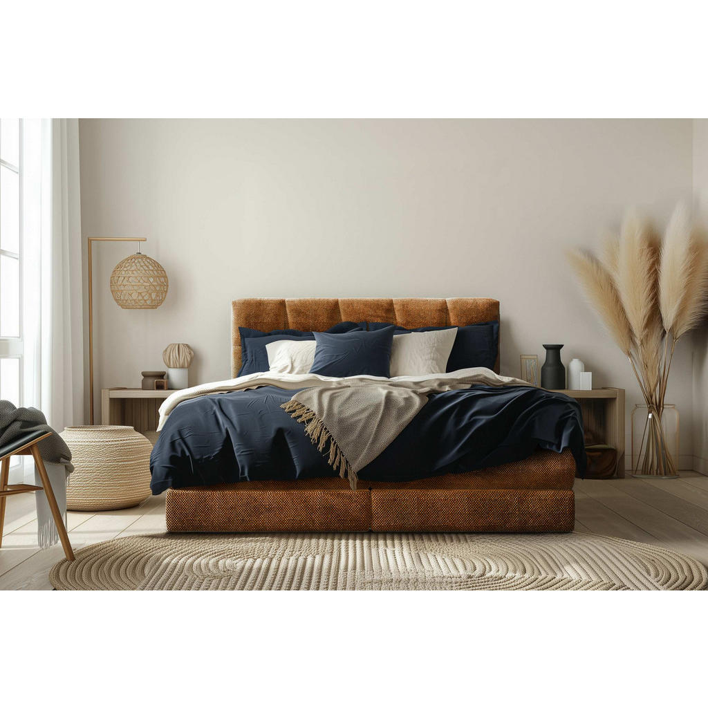 Thumbnail - Esposa Boxspringbett, Orange, Textil, H3 + H4, Höhe ca. 19 cm, 140x200 cm, Stoffauswahl, Wendematratze mit unterschiedli...