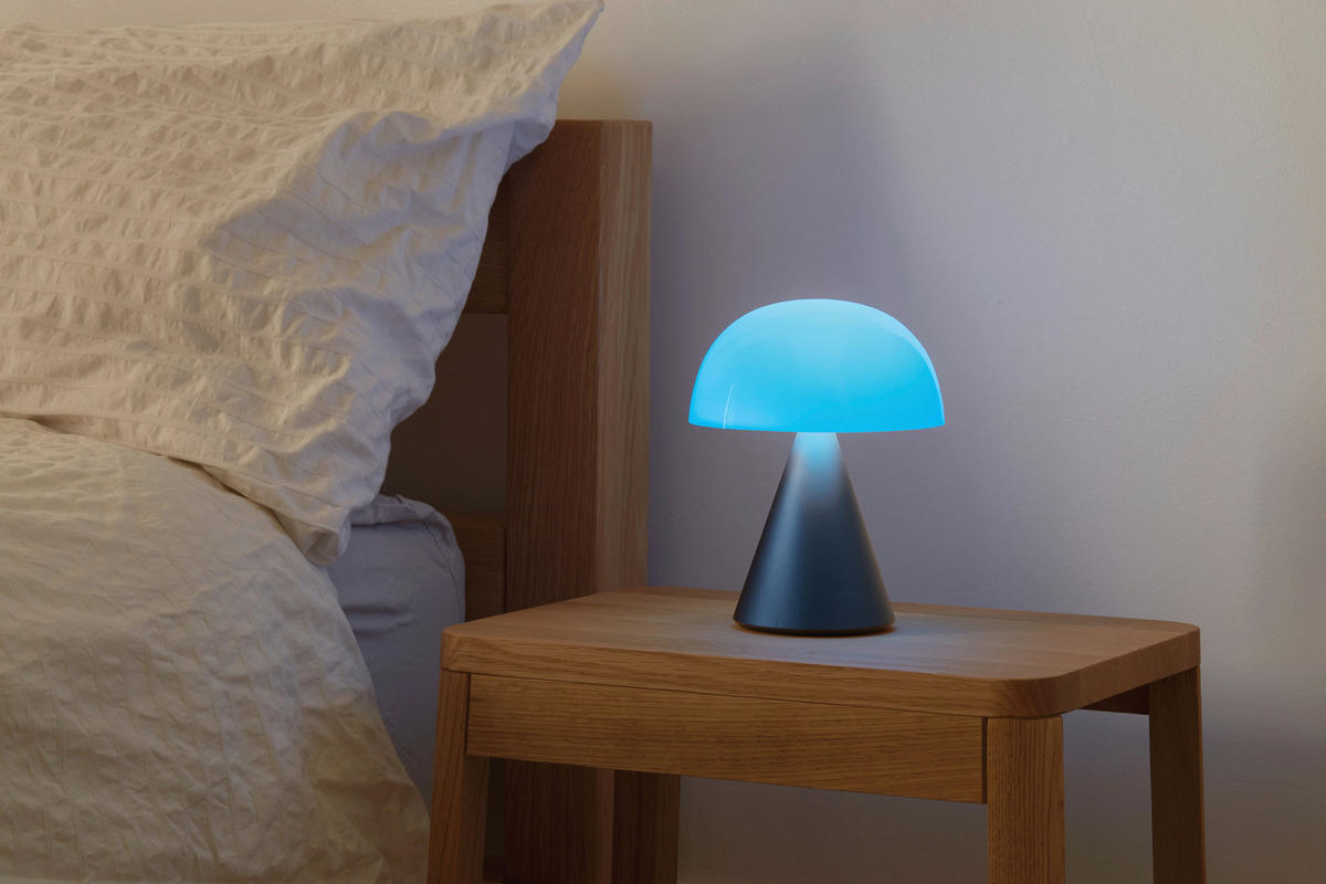 AKKU-TISCHLEUCHTE 14/17/14 cm   - Dunkelblau, Design, Kunststoff/Metall (14/17/14cm)