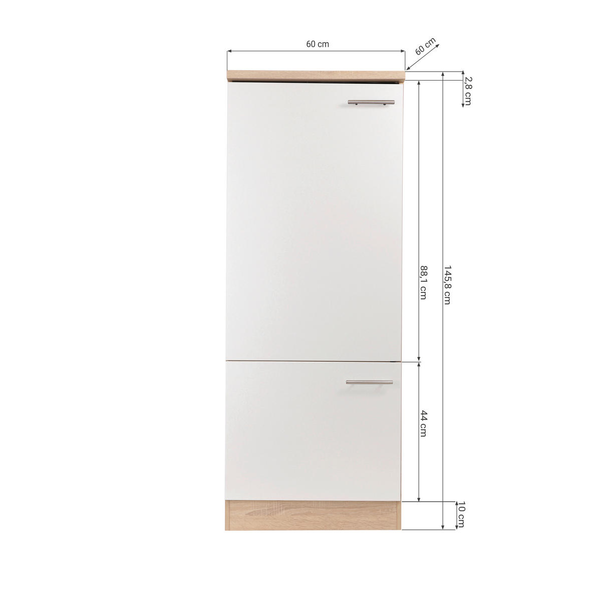 GERÄTEUMBAUSCHRANK 60/144,8/60 cm  in Grau, Eichefarben  - Eichefarben/Silberfarben, Basics, Holzwerkstoff/Metall (60/144,8/60cm) - Respekta