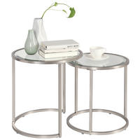 SADA ZASÚVACÍCH STOLÍKOV, strieborná, kov, sklo, 46/41/46/41/48/43 cm - strieborná, Design, kov/sklo (46/41/46/41/48/43cm) - Xora