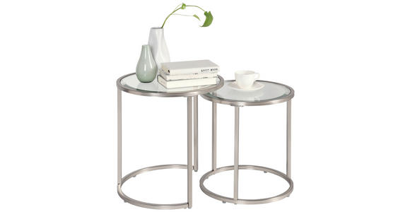 SATZTISCH 46/41/46/41/48/43 cm Silberfarben rund  - Silberfarben, Design, Glas/Metall (46/41/46/41/48/43cm) - Xora