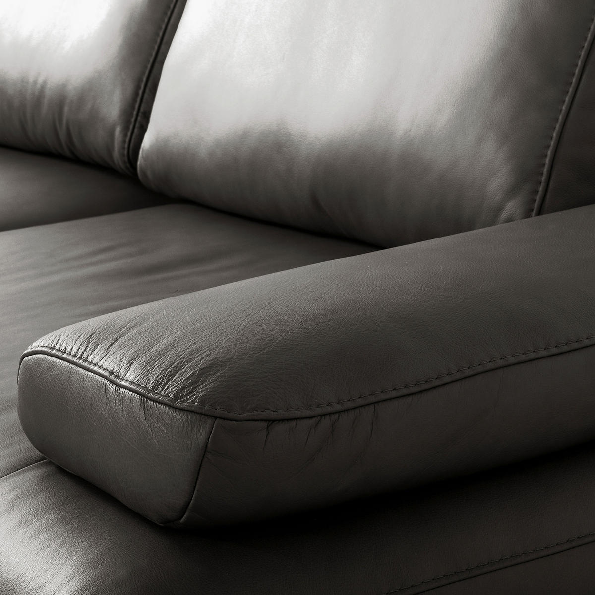 ECKSOFA  in Echtleder Anthrazit  237/306 cm  - Anthrazit/Schwarz, Design, Leder/Metall (237/306cm) - Livetastic