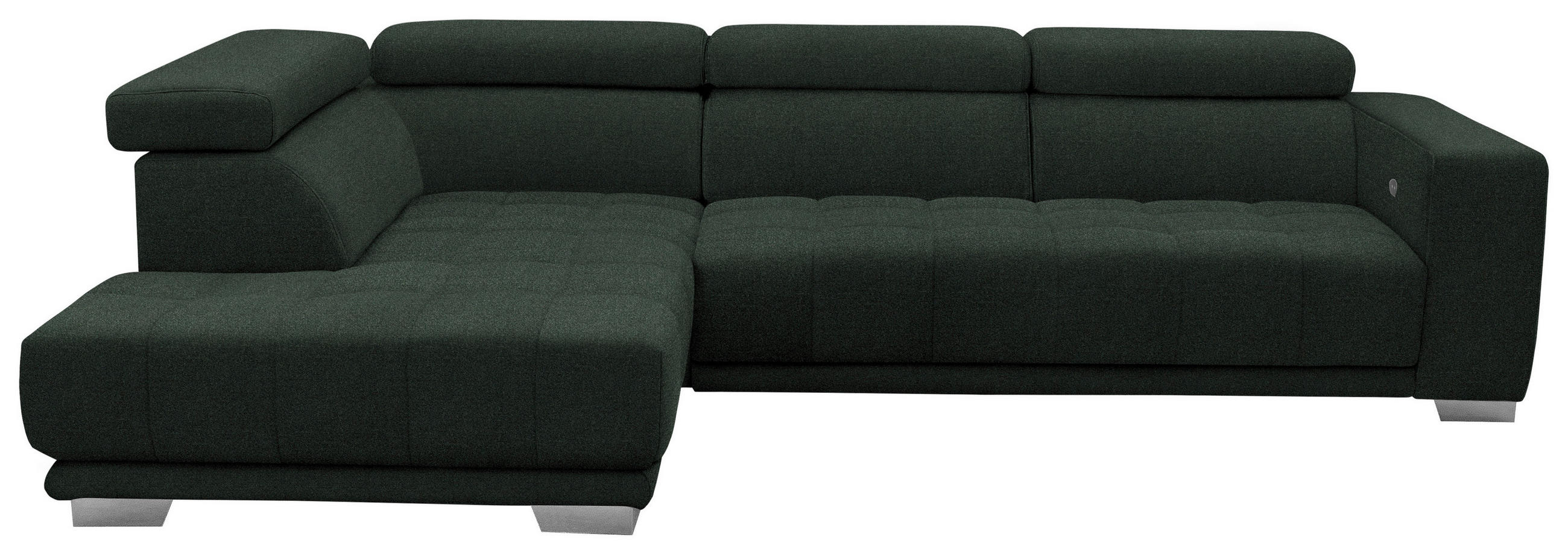 ECKSOFA in Chenille Schwarz  - Chromfarben/Schwarz, Design, Textil (207/301cm) - Xora
