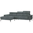 ECKSOFA in Samt Grau  - Schwarz/Grau, Design, Textil/Metall (187/295cm) - Novel