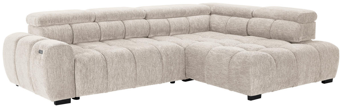 ECKSOFA inkl. Funktionen Beige Webstoff  - Beige/Schwarz, MODERN, Kunststoff/Textil (297/205cm) - Welnova