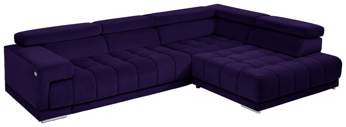 ECKSOFA in Mikrofaser Violett  326/222 cm  - Chromfarben/Violett, Design, Textil/Metall (326/222cm) - Beldomo Speed