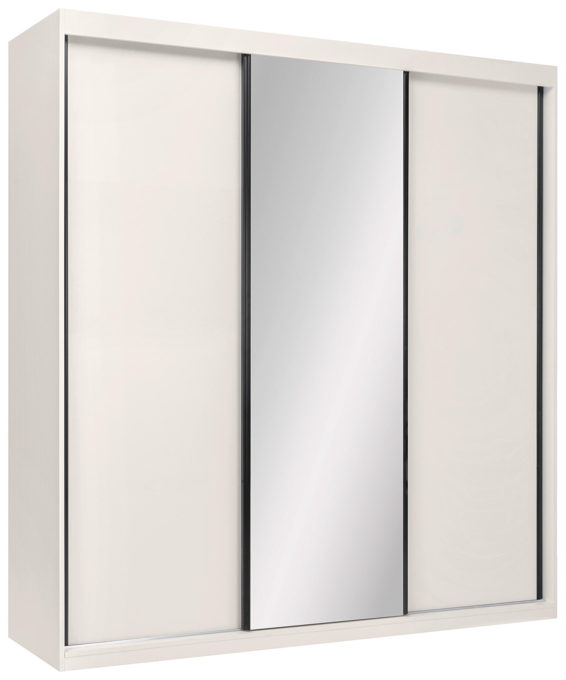 SCHIEBETÜRENSCHRANK 200/215/59,5 cm 3-türig  - Kaschmir/Schwarz, MODERN, Holzwerkstoff/Metall (200/215/59,5cm) - MID.YOU