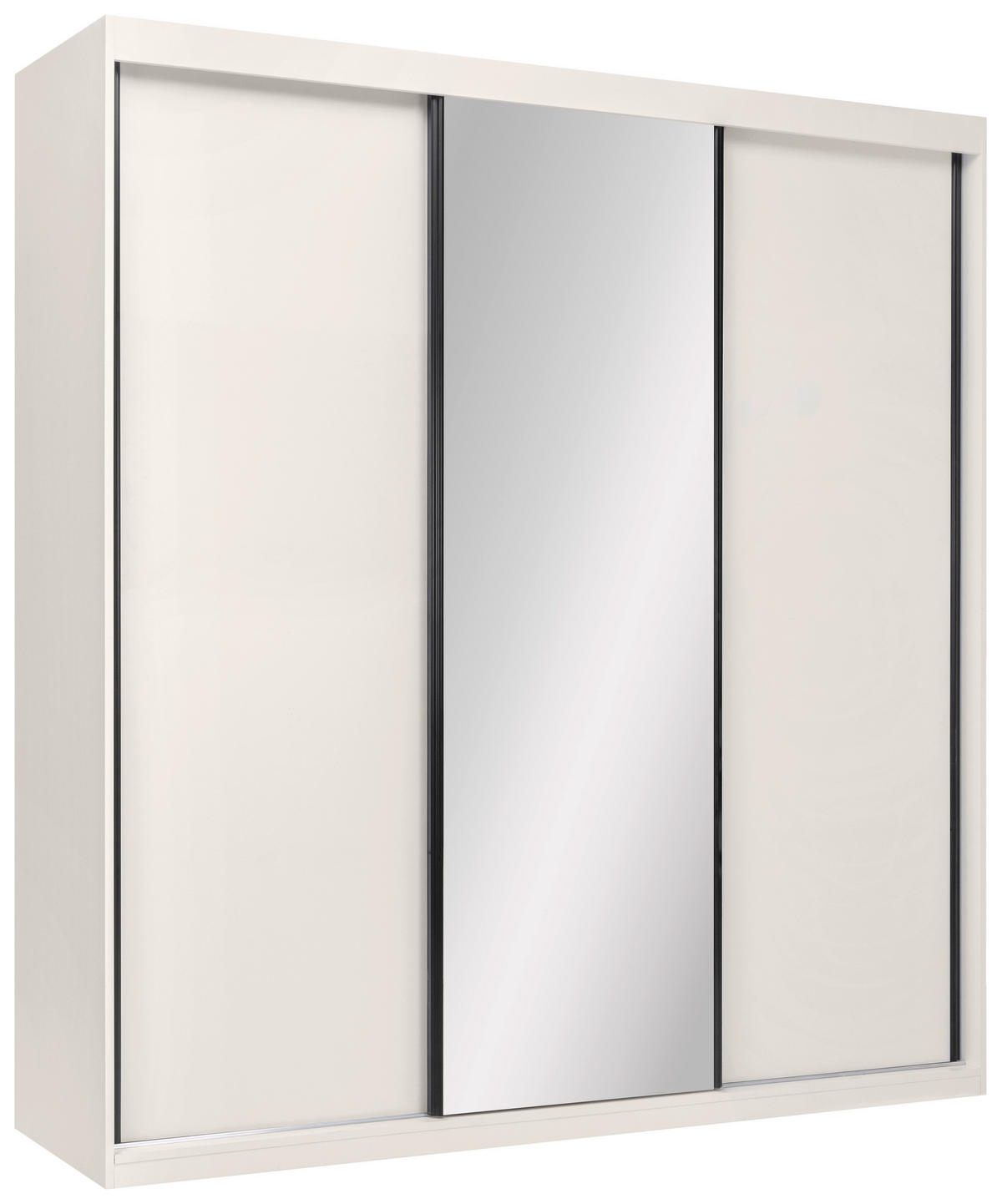 SCHIEBETÜRENSCHRANK 200/215/59,5 cm 3-türig  - Kaschmir/Schwarz, MODERN, Holzwerkstoff/Metall (200/215/59,5cm) - MID.YOU