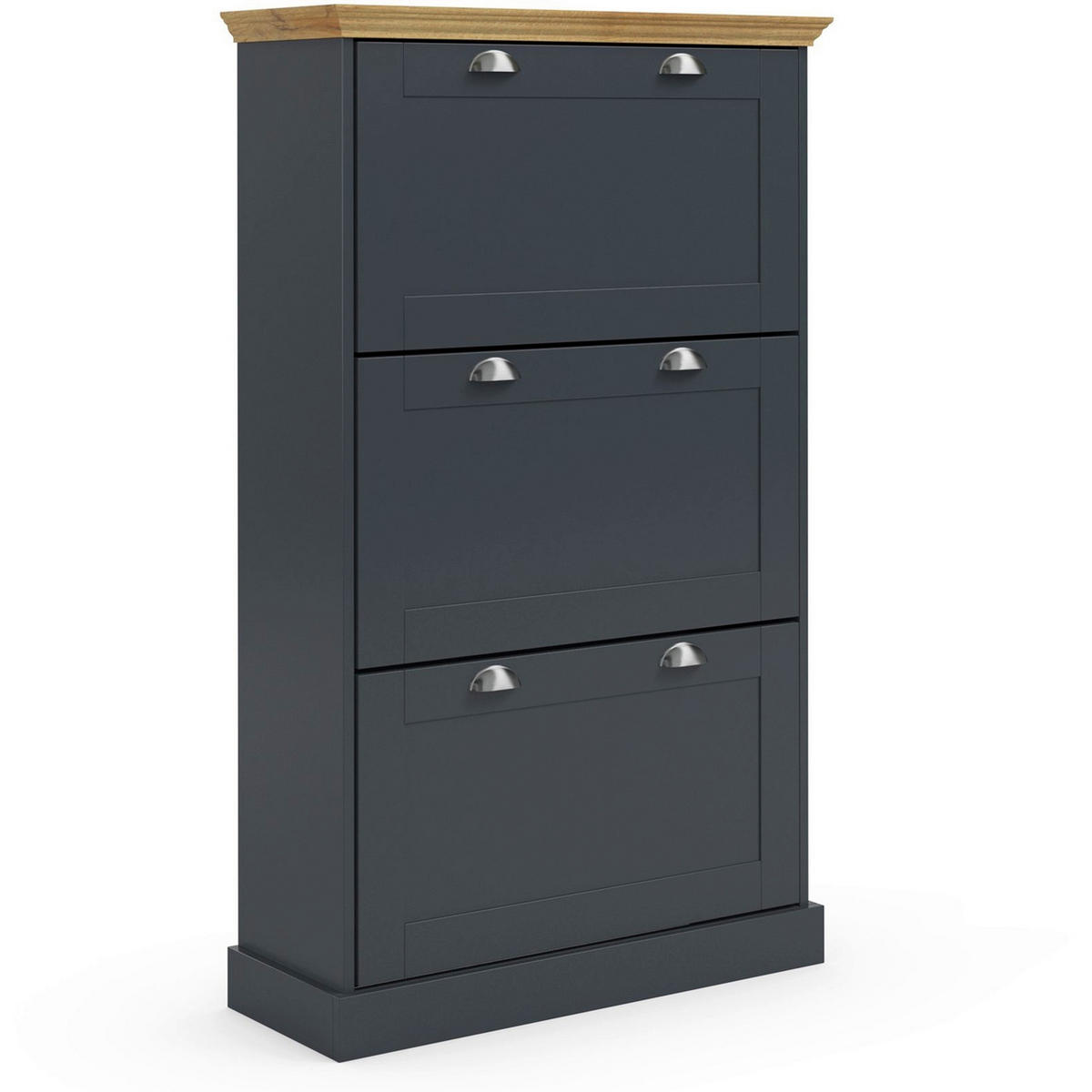 SCHUHSCHRANK Anthrazit, Eichefarben  - Eichefarben/Anthrazit, Design, Holzwerkstoff/Metall (80/132/30cm) - Livetastic