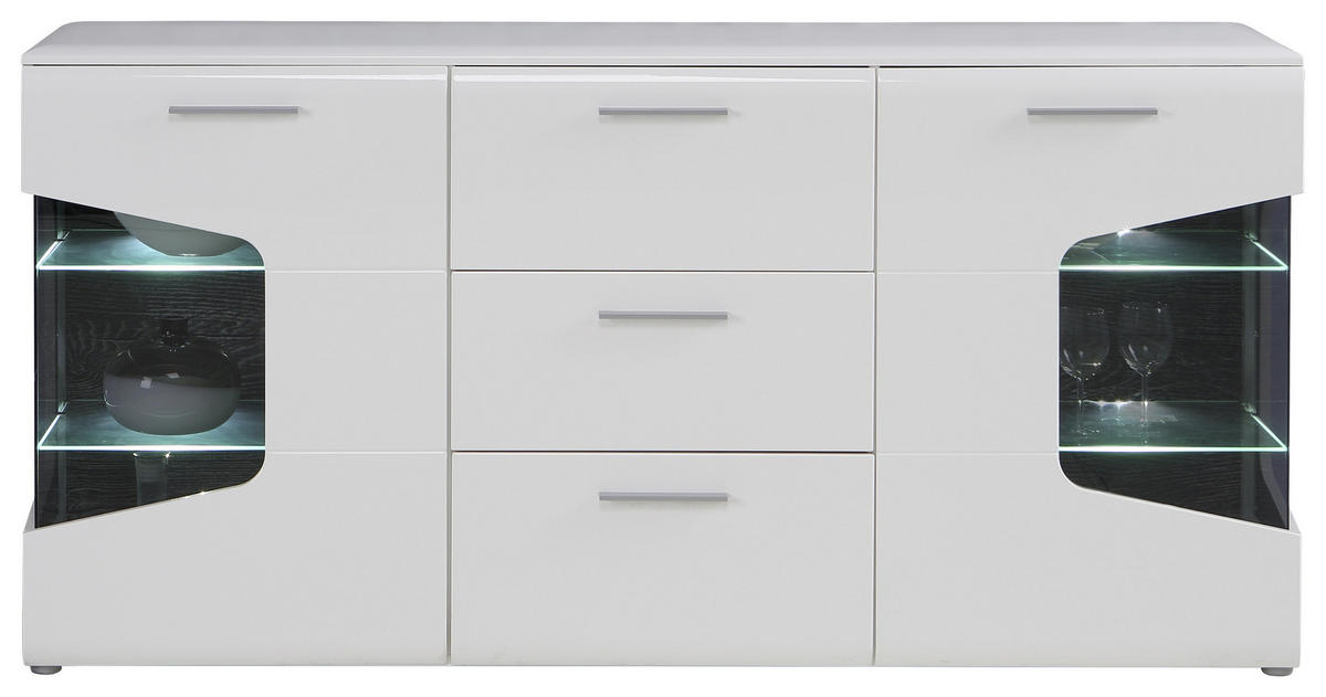 SIDEBOARD 180/89/41 cm  - vit/aluminiumfärg, Design, metall/trämaterial (180/89/41cm) - Hom`in