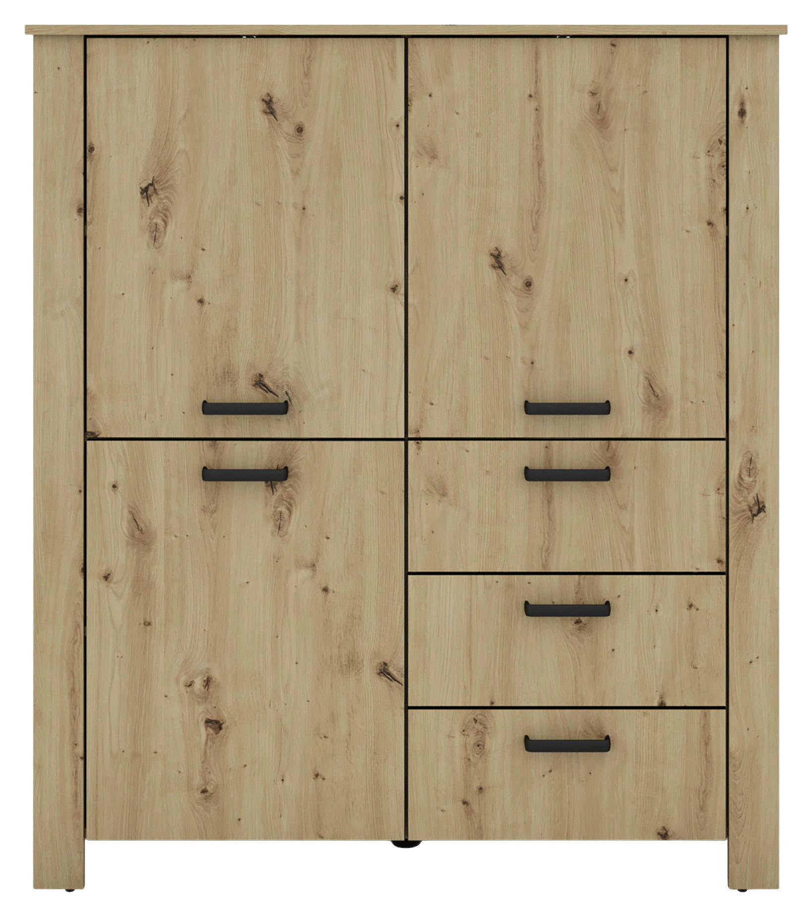 Mid.you Highboard Schwarz, Eiche Artisan 120x137x40 cm