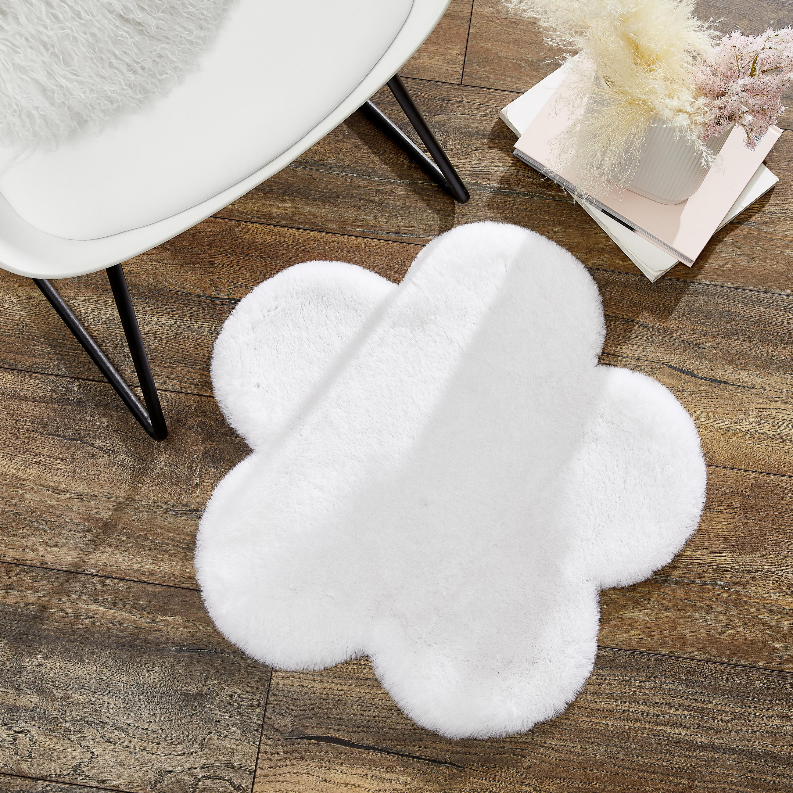 KUNSTFELL 60 cm Blume  - Weiss, Trend, Kunststoff/Fell (60cm) - Novel