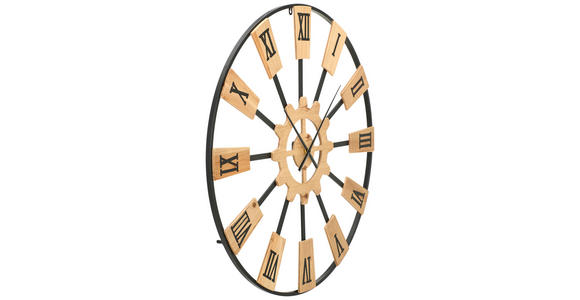 WANDUHR Naturfarben, Schwarz 80,5/80,5/7 cm  - Schwarz/Naturfarben, LIFESTYLE, Holz/Metall (80,5/80,5/7cm) - Landscape