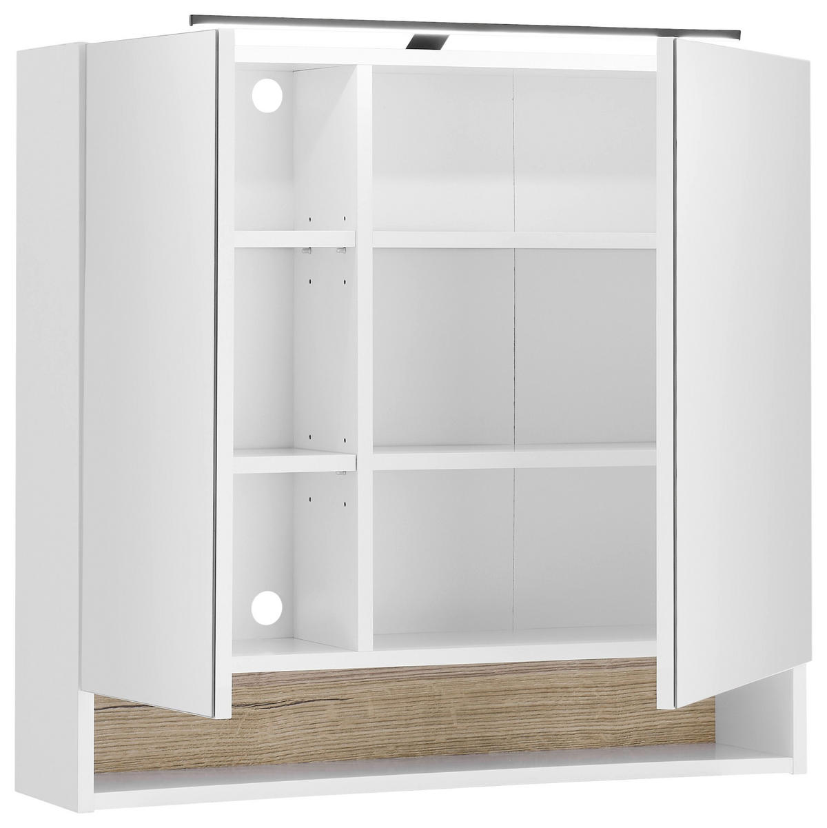 SPIEGELSCHRANK 80/75/22 cm  - Weiß, KONVENTIONELL, Glas/Holzwerkstoff (80/75/22cm) - home24