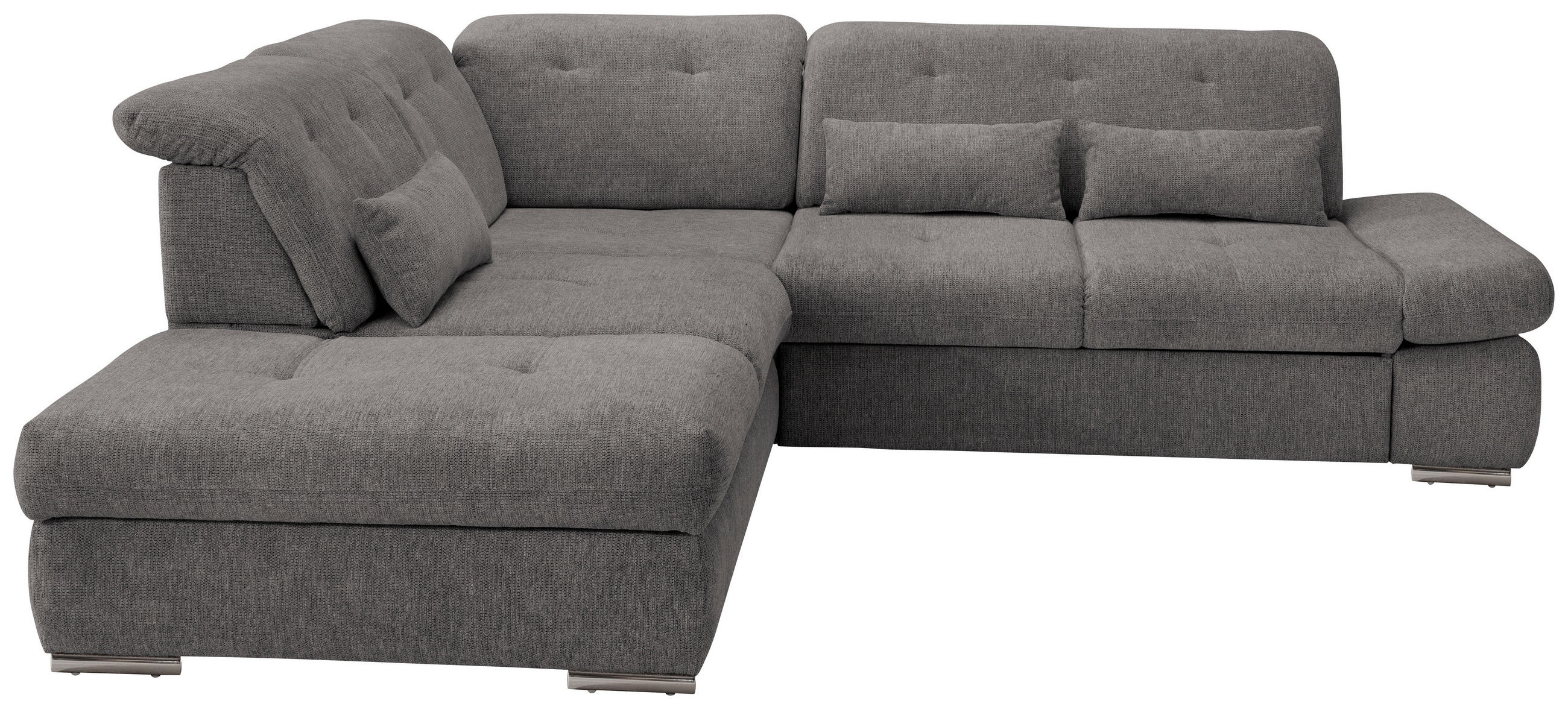 ECKSOFA Braun, Grau Chenille - Chromfarben/Braun, Design, Textil/Metall (254/280cm) - Livetastic