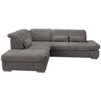 ECKSOFA in Chenille Braun, Grau  - Chromfarben/Braun, Design, Textil/Metall (254/280cm) - Livetastic