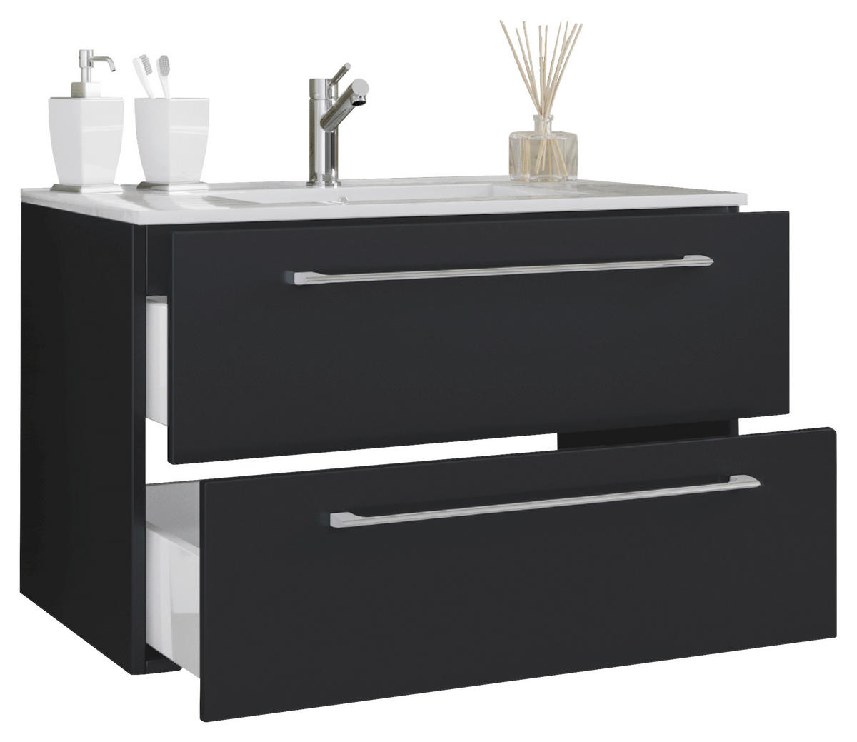 WASCHTISCHKOMBI 61 cm  - Alufarben/Schwarz, MODERN, Keramik/Holzwerkstoff (61cm) - MID.YOU