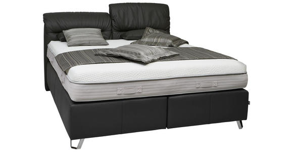 BOXSPRINGBETT 180/200 cm INKL. Matratze, Topper - Chromfarben/Dunkelgrau, KONVENTIONELL, Leder (180/200cm) - Dieter Knoll
